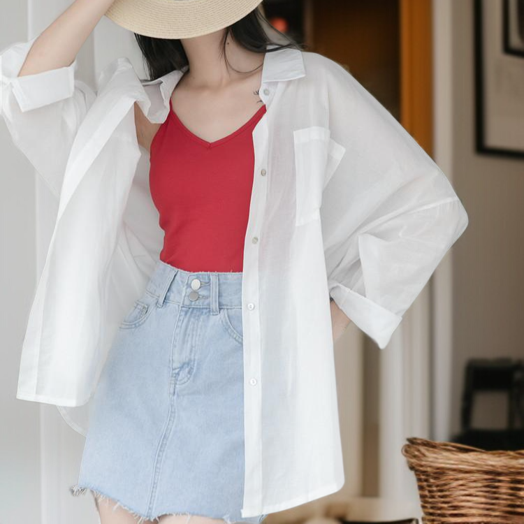 봄 얇은 긴팔 래시가드 퍼플 얇은 상의 코트 여름 셔츠 여자 얇은 긴팔 래시가드