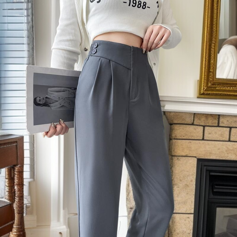 키 작은 배기팬츠 캐주얼 처짐 무바지 정장바지 여 파이프바지