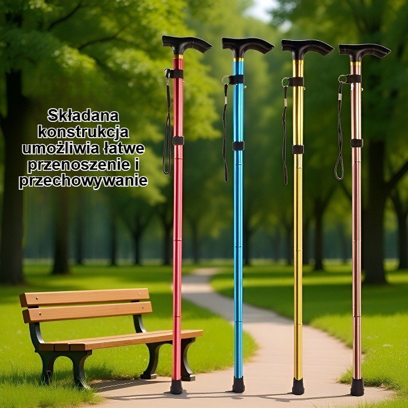 Aluminiowe teleskopowe składane kije trekkingowe w 6 kolorach