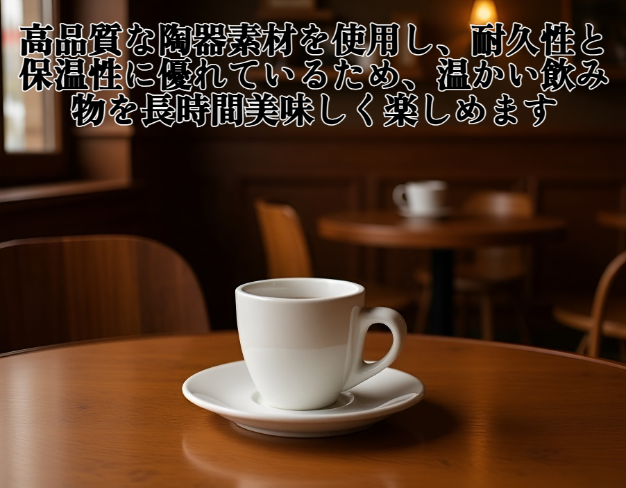 白い陶器の80mlコーヒーカップ正面写真