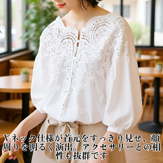 レディースオフショルダーブラウス、ユニークなデザイン、Vネック