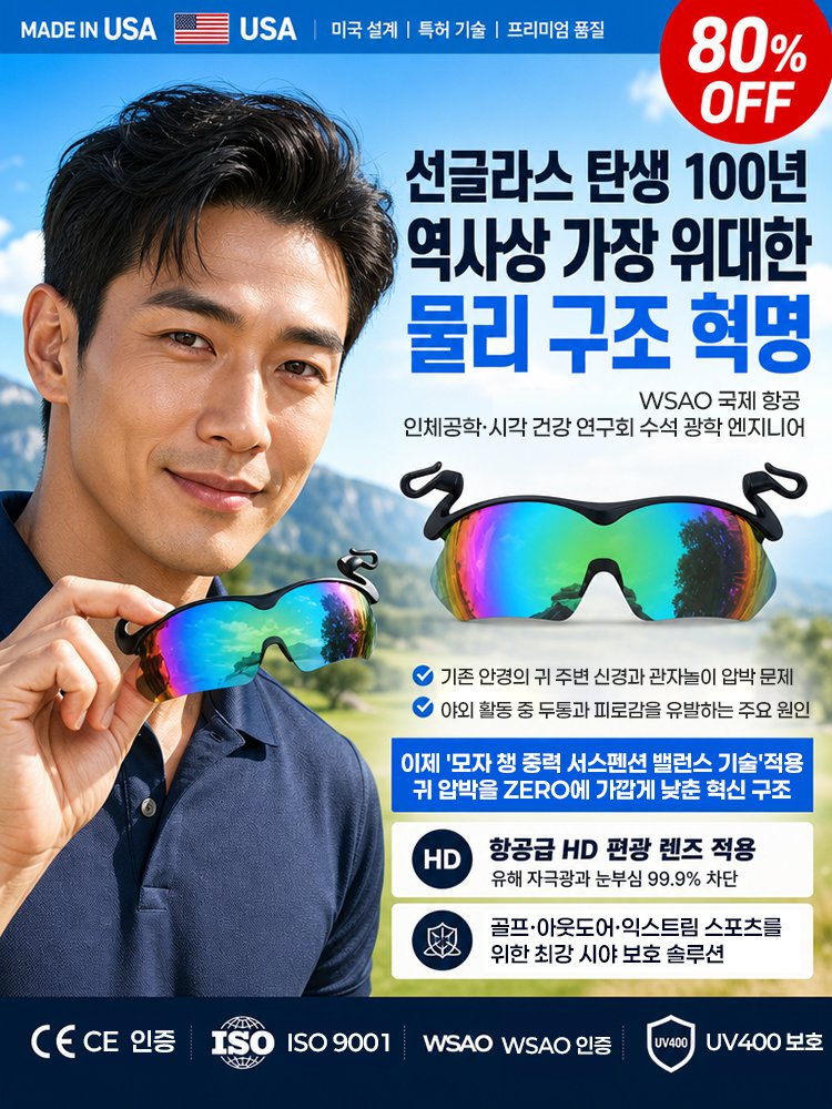 【미국 연구개발·제조】조절 가능한 모자 클립 선글라스