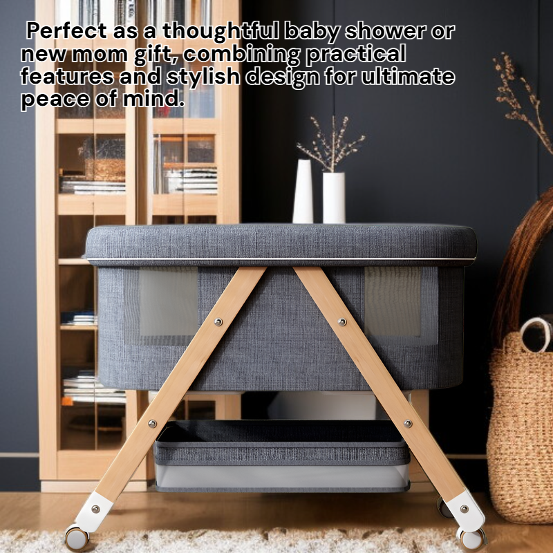 Compact Baby Bed with Wheels, Easy to Clean, Anti-Spit-up Design, Ideal Birth Gift