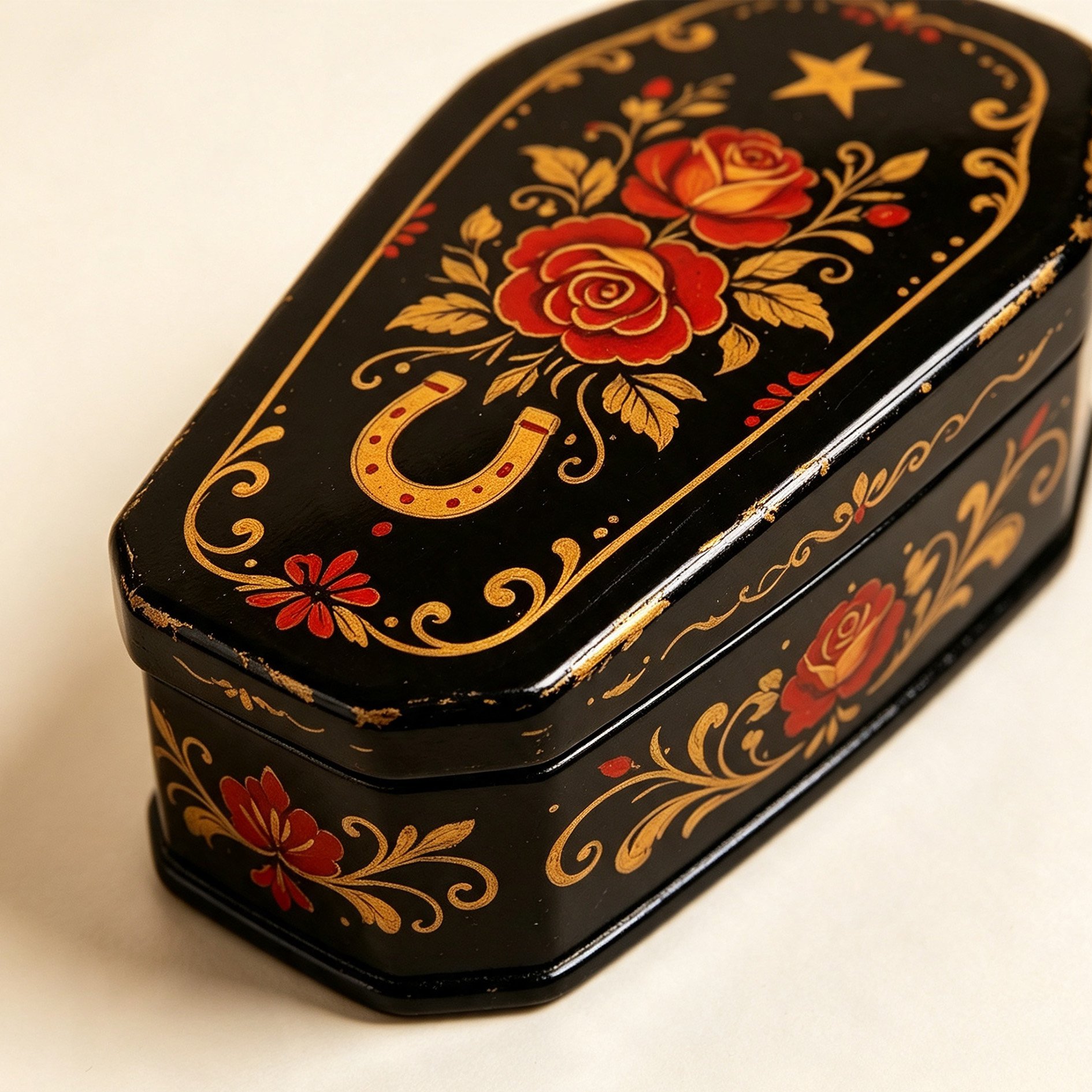 Rose Star Pattern Lacquer Box