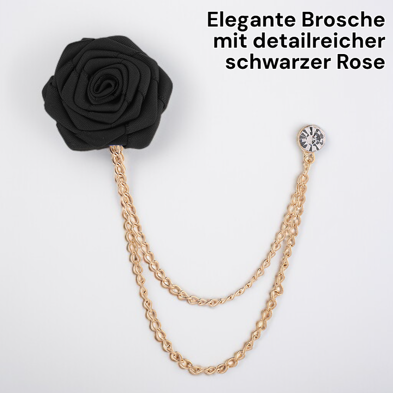 Brosche mit schwarzer Rose