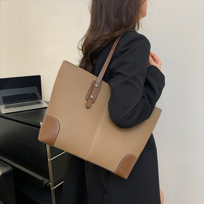 大容量リッチパターン配色ショルダートートバッグ レディース