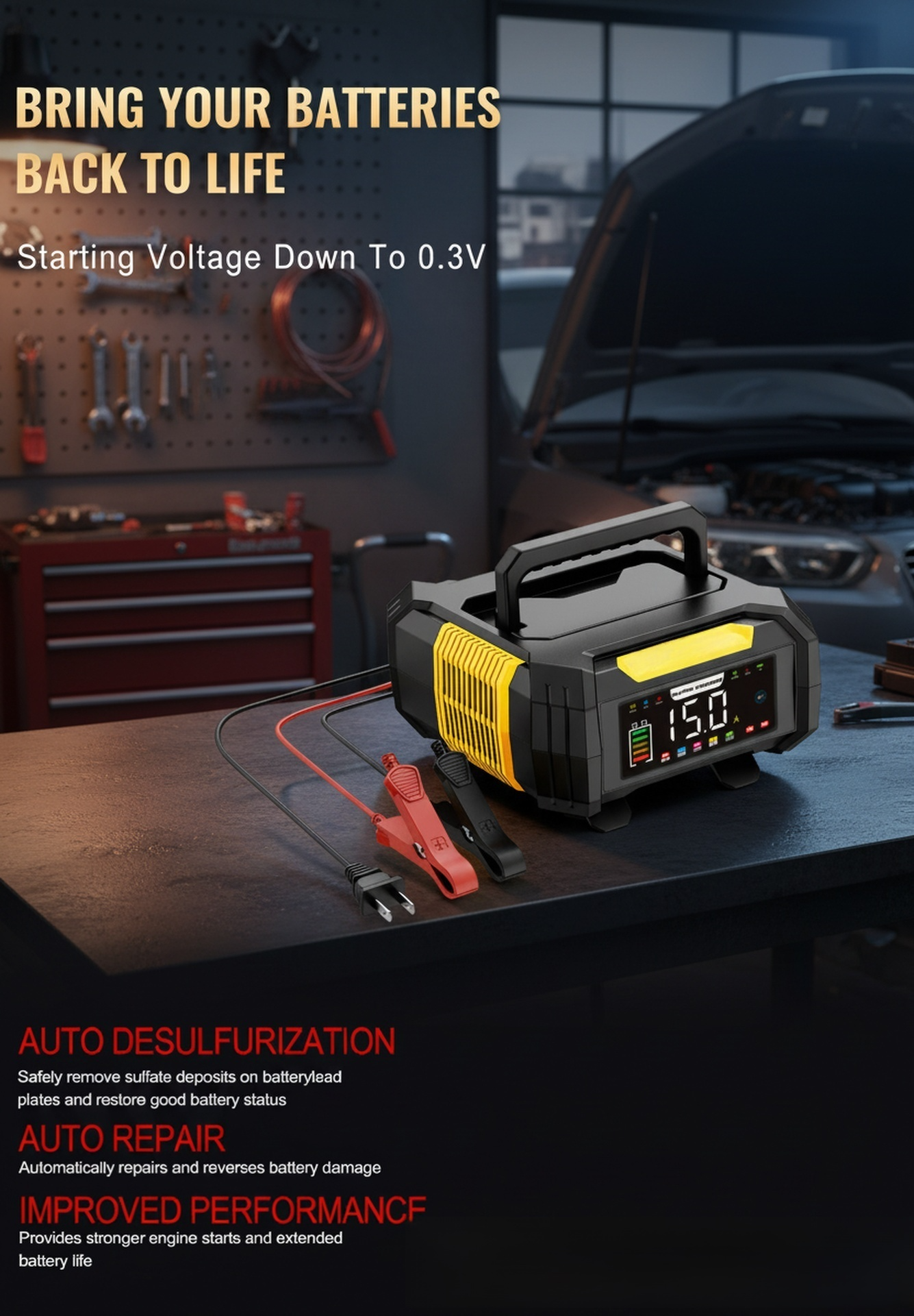 Compact battery charger with concealed cable design