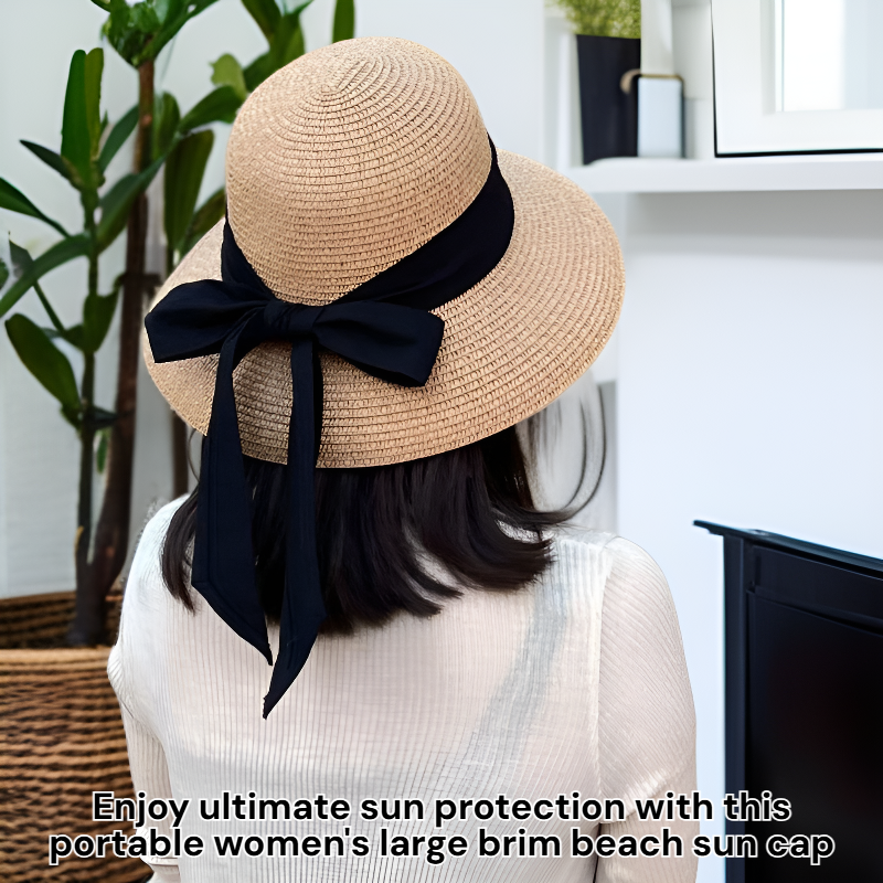 Portable Women's Large Brim Beach Sun Cap