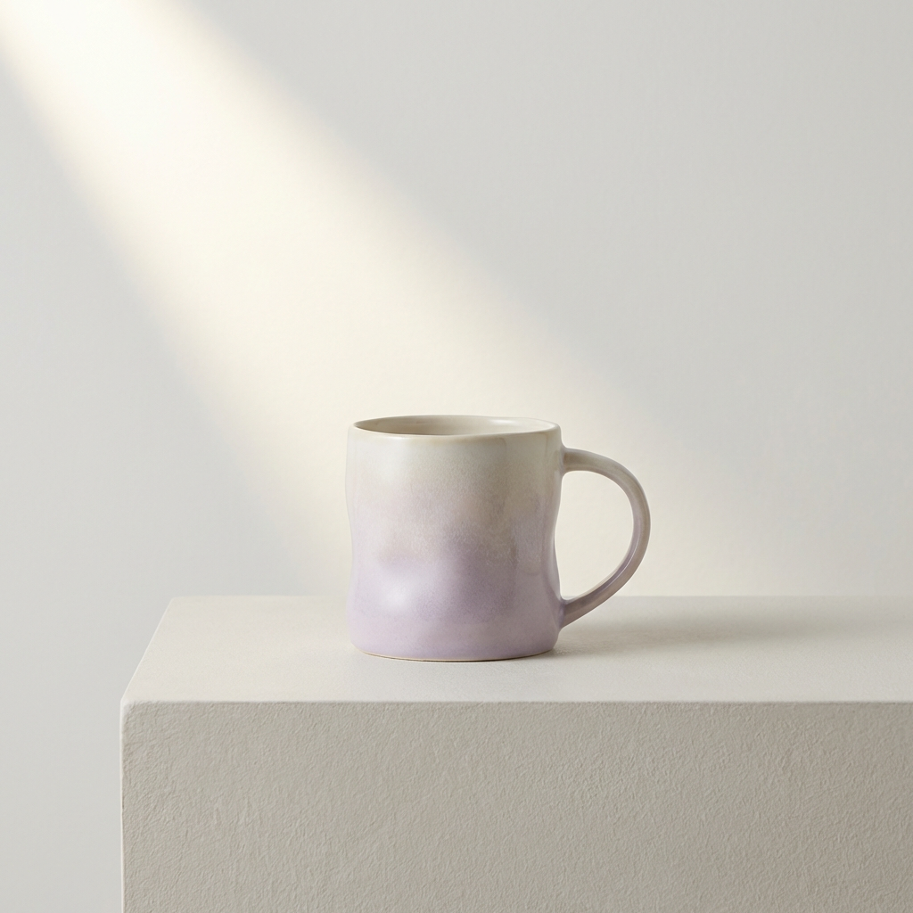 コーヒーを注いだハンドメイド陶器カップ