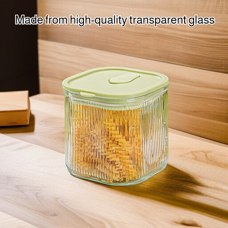 Transparent glass milk powder sealed jar bamboo cover dry goods grain snack glass storage jar kitche