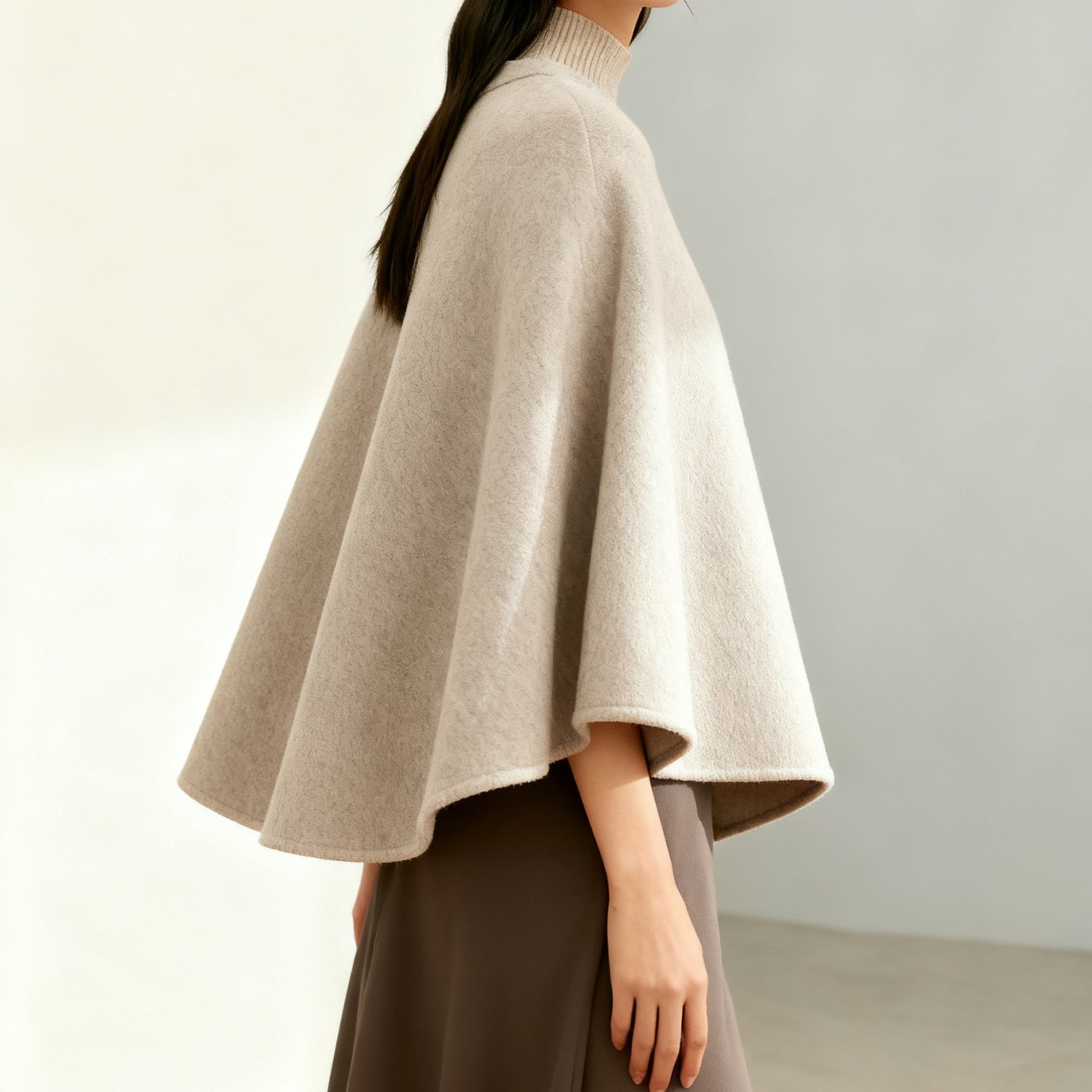 コーデしやすいライトキャメルショール　全体画像