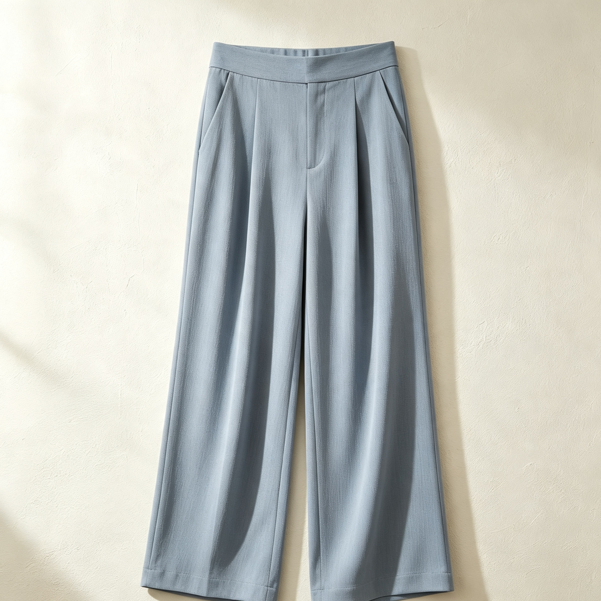 モデル着用ハイウエストワイドレッグパンツ全体像