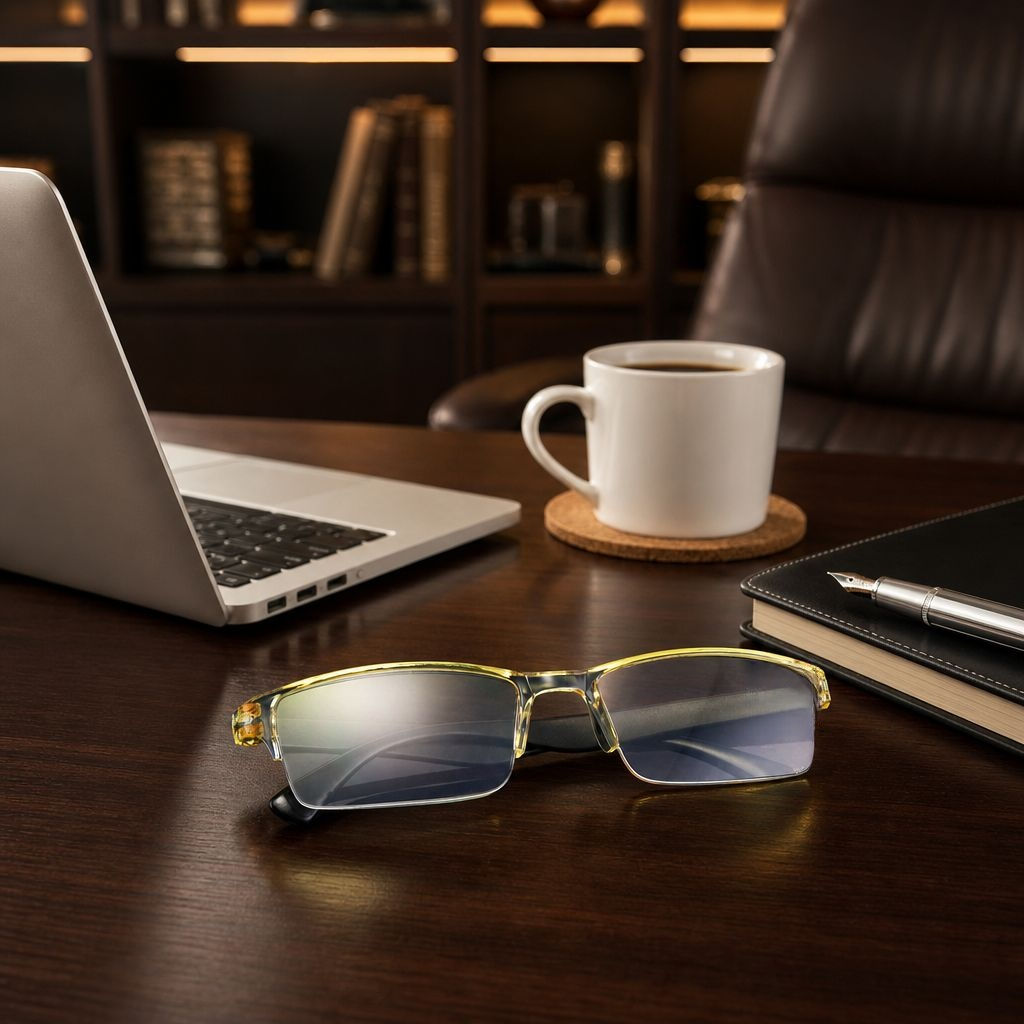 Herren Intelligente Zoom Lesebrille mit gelben Gläsern und Blaulichtschutz, modisch und bequem