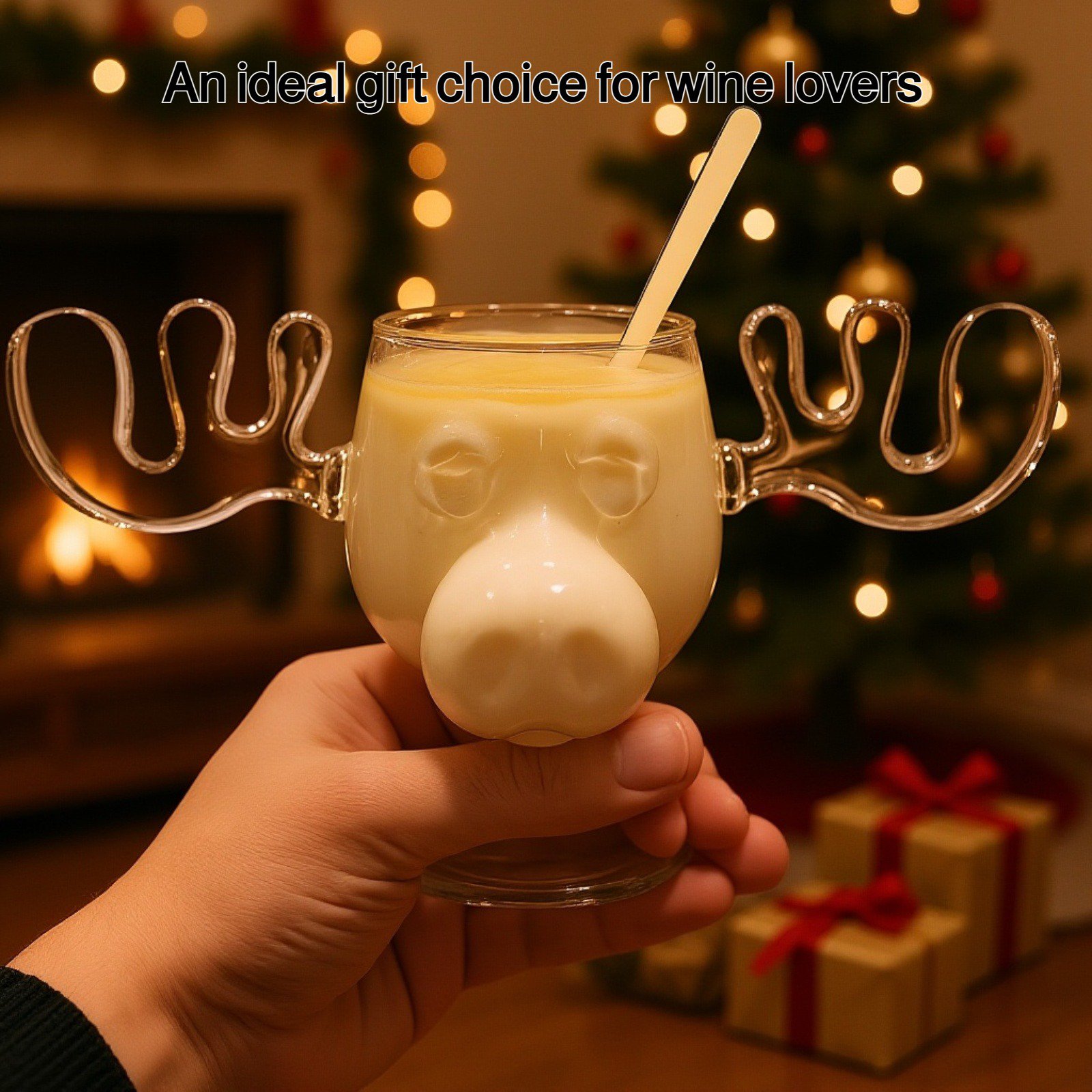 Festive Christmas wine glass with holiday design