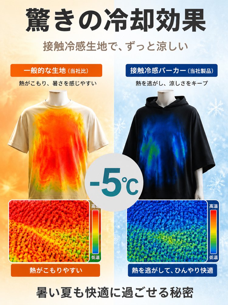 夏仕様フード付き半袖シャツ
