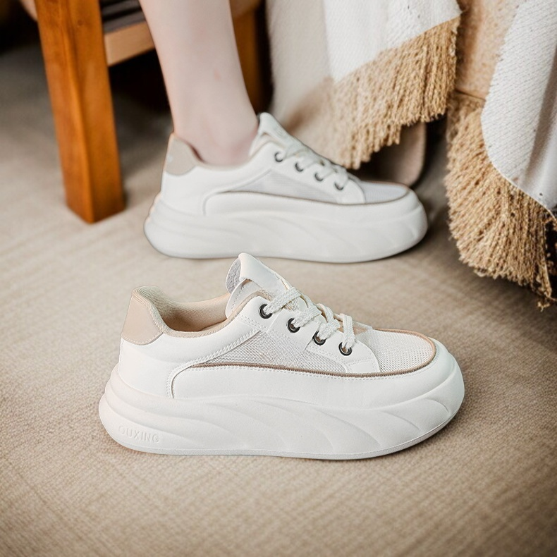 여성 여름 메쉬 슬립온 통굽 펀칭 통기성 스니커즈 화이트 슈즈 여성 신발 아빠 신발