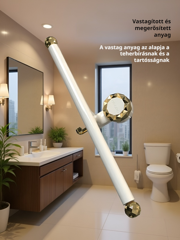 Fali, nyom nélkül rögzíthető, többfunkciós, teleszkópos tárolópolc 