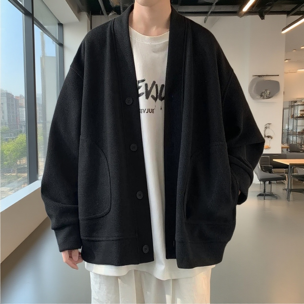 남성 루즈하고 나른한 니트 코트