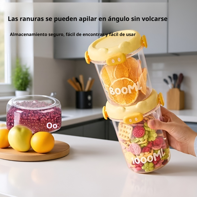 Tarro de cocina sellado con diseño de cerdito apilable