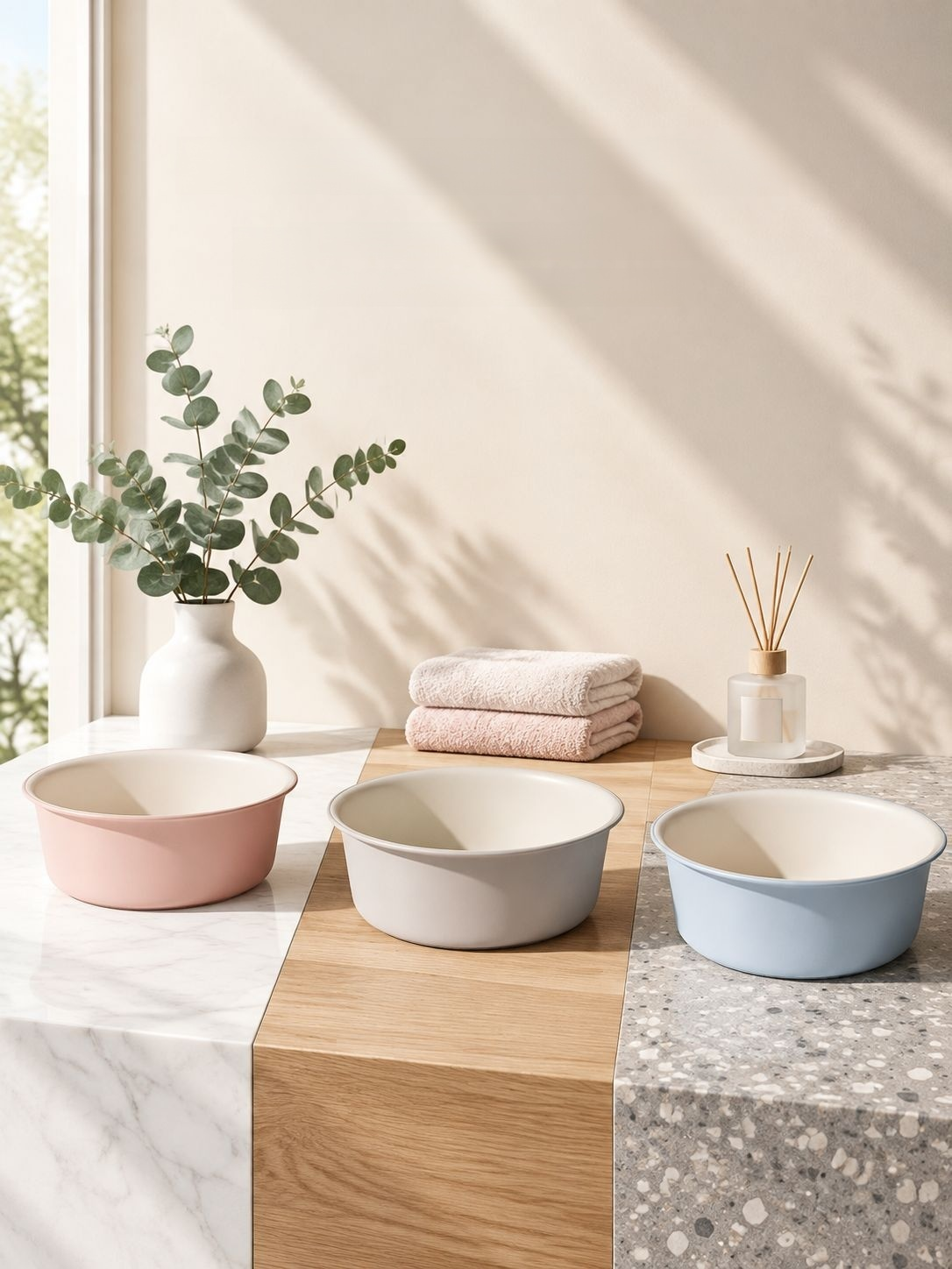 Portable and stackable design for the thickened plastic wash basin