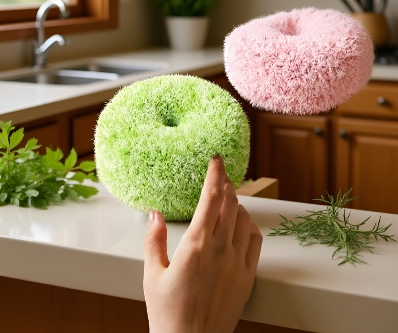 Reinigungskugel entfernt Kalkablagerungen auf Waschbecken