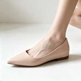 Neue Damen-Flats aus Lammleder, spitze Zehen, Nude-Farbe, eleganter französischer Stil