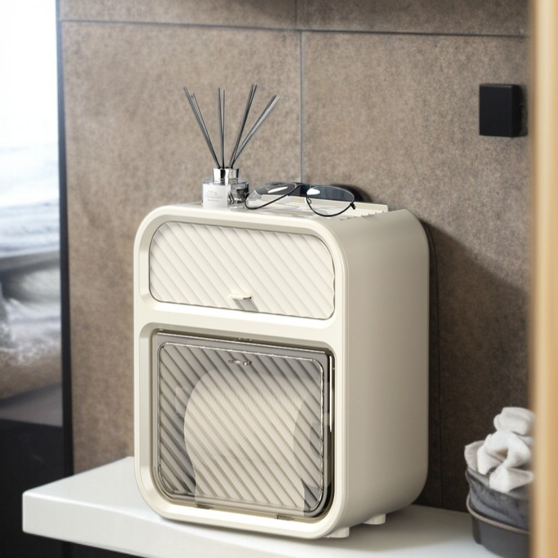 Punch-free storage rack toilet toilet paper box roll paper box toilet light luxury wall-mounted tiss