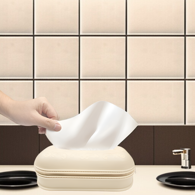 シリコンティッシュボックス 家庭用 リビングルーム コーヒーテーブル ペーパーボックス 車用 ペーパーボックス ジッパー付き 壁紙 ティッシュ収納ボックス