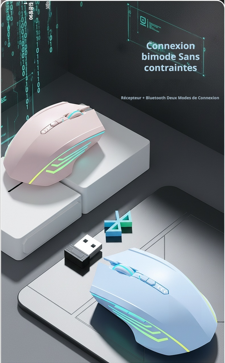 Souris gaming Bluetooth rechargeable et silencieuse