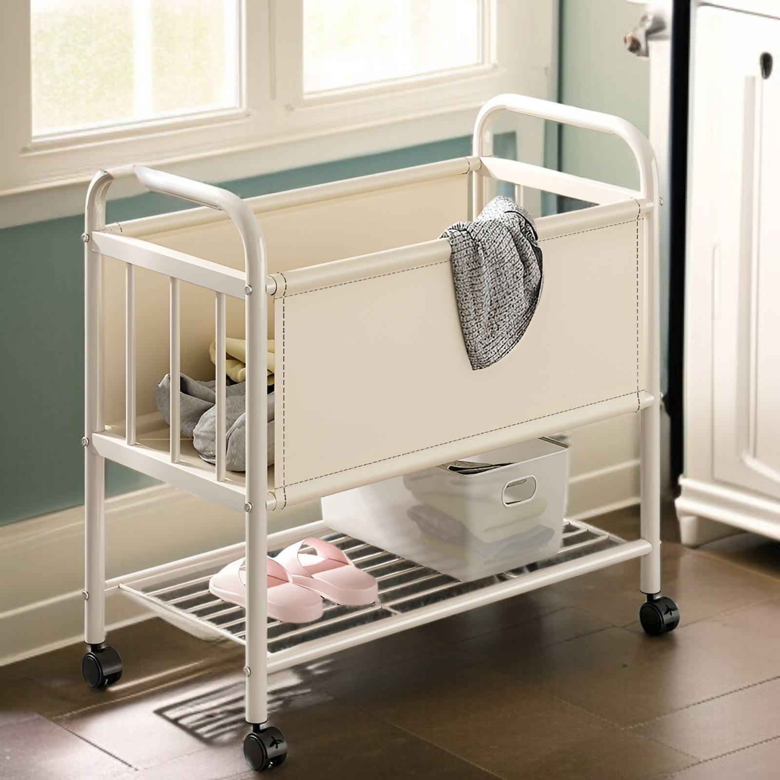 家庭用可動式汚れた衣類バスケットバスルーム大容量ランドリーバスケット寝室衣類収納カートラック