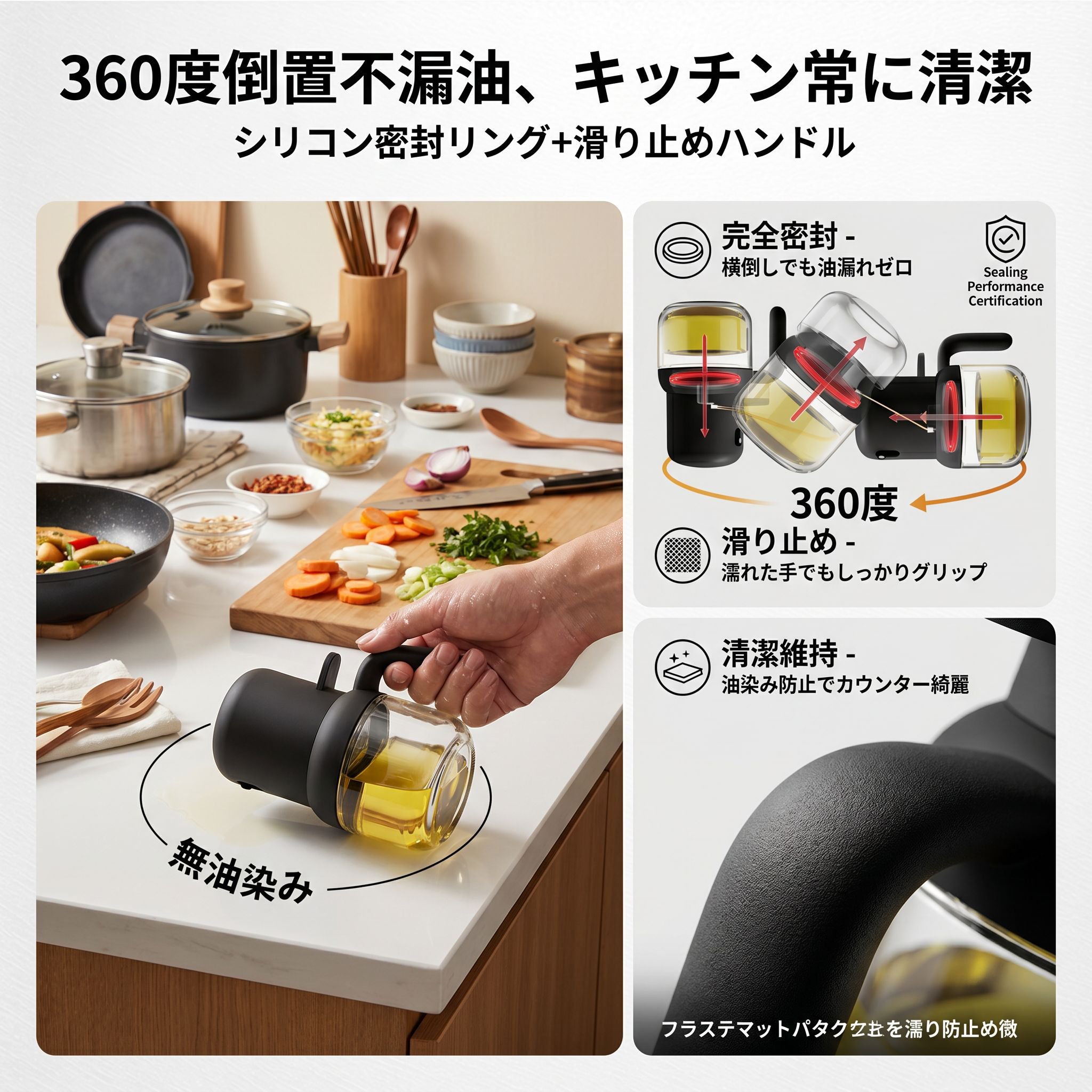食用油ミストコントロールガラススプレーボトル