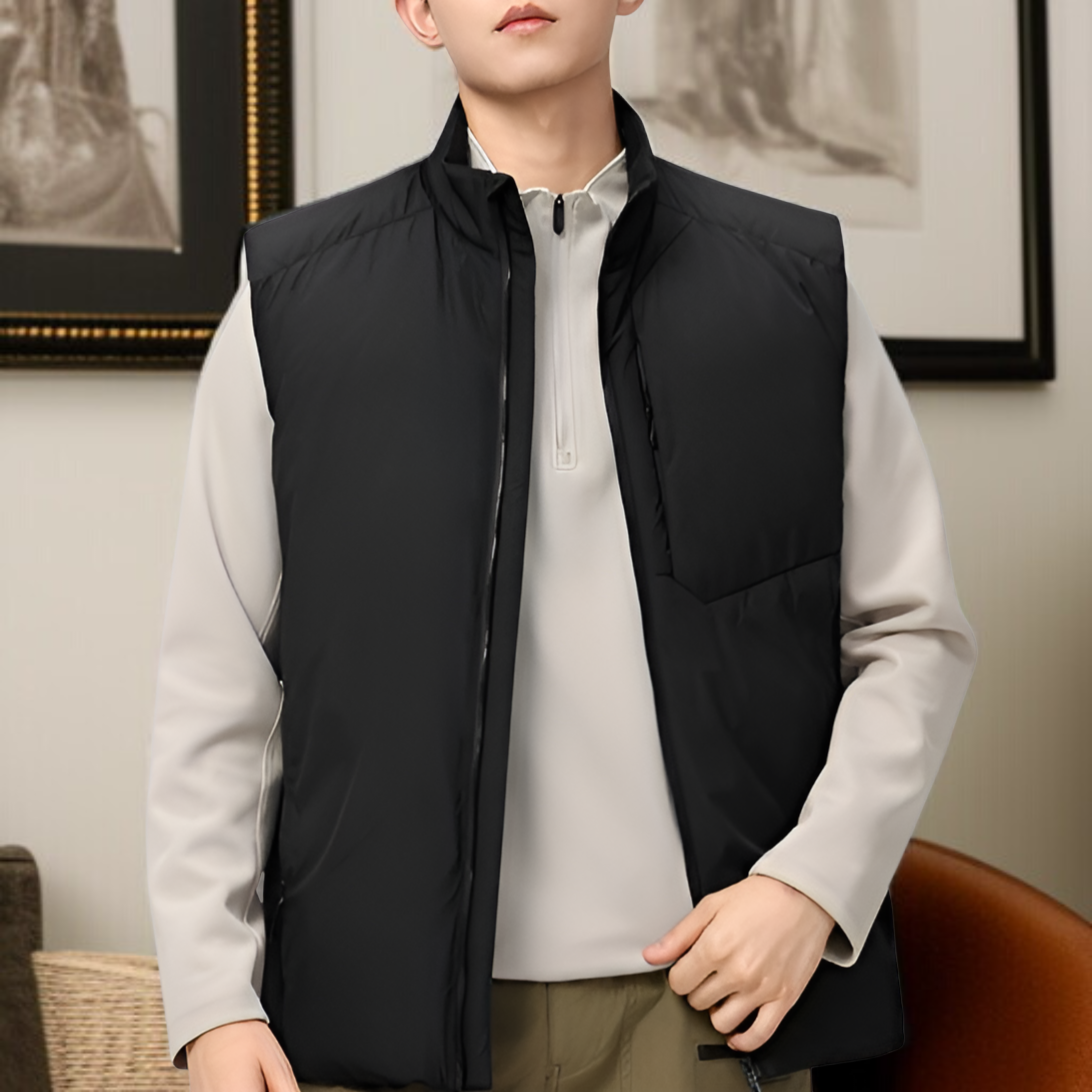 Men's stand-up collar down vest, thickened down vest, windproof, waterproof, warm, anti-static treat