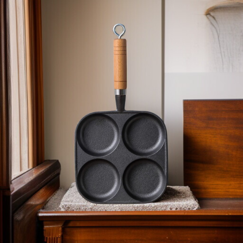 卵団子フライパン 4穴フライパン 深めのノンスティックフライパン 朝食用オムレツ型 フライパン 深型 4穴オムレツパン