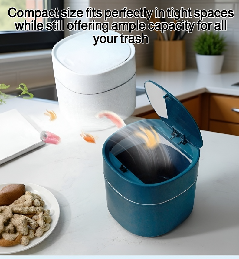 User flipping open the trash can lid for easy disposal