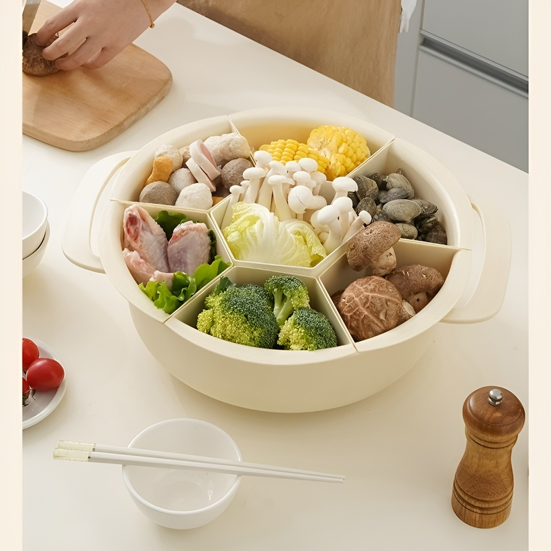 จานแบ่งหลายฟังก์ชันสำหรับใส่อาหารและหม้อ