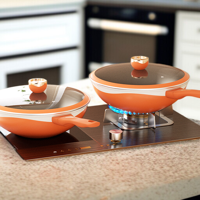 비주얼 투톤 볶음팬 논스틱 건강 무코팅 볶음팬 후라이팬 레인지 국가표준 투톤 볶음팬