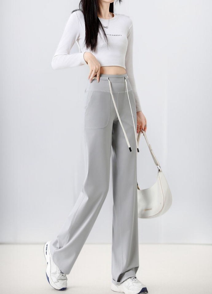 女性用ゆったりストレートパンツ カジュアルハイウエストワイドパンツ ドレープパンツ 女性用ヨガパンツ ゆったりストレートパンツ