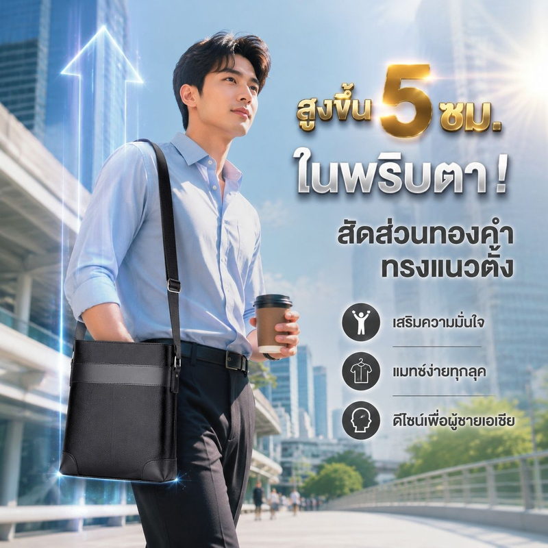 กระเป๋าคาดอกผู้ชายหนังแท้ สไตล์จิงโจ้