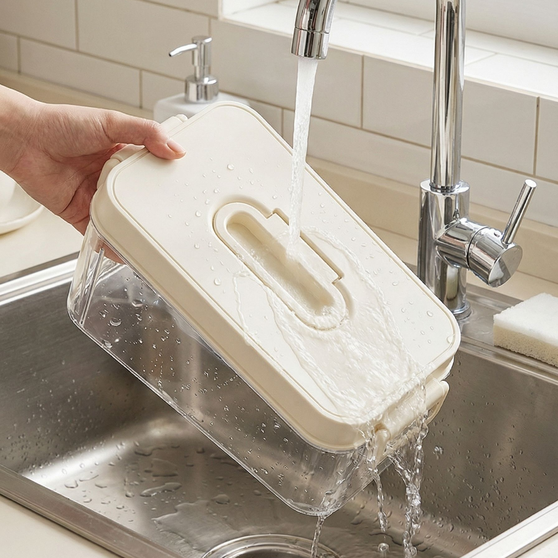 アイスストッカーをバッグに入れて持ち運ぶ様子