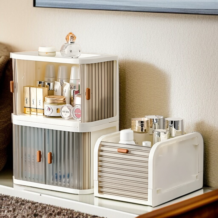 거실 수납함 정리 화장품 수납함 탁상 수납함 레이어드 책상 잡동사니 방진 접이식 수납함