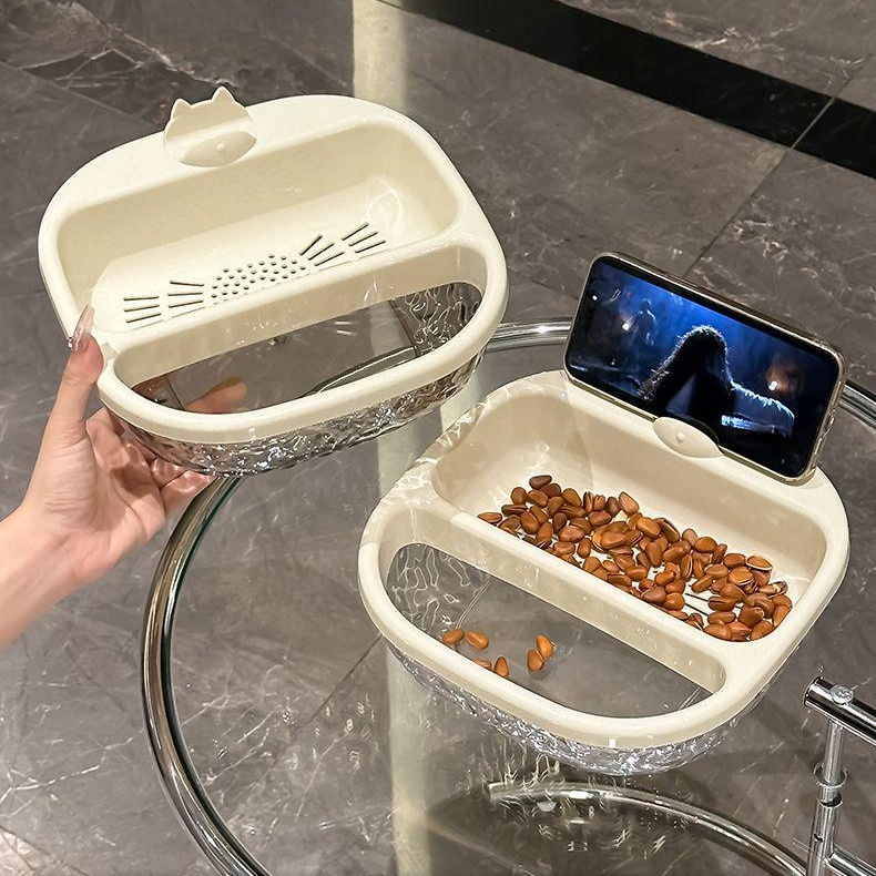 居家懶人果盤嗑瓜子神器客廳茶几果籃零食乾果盒雙層瀝水盆果籃