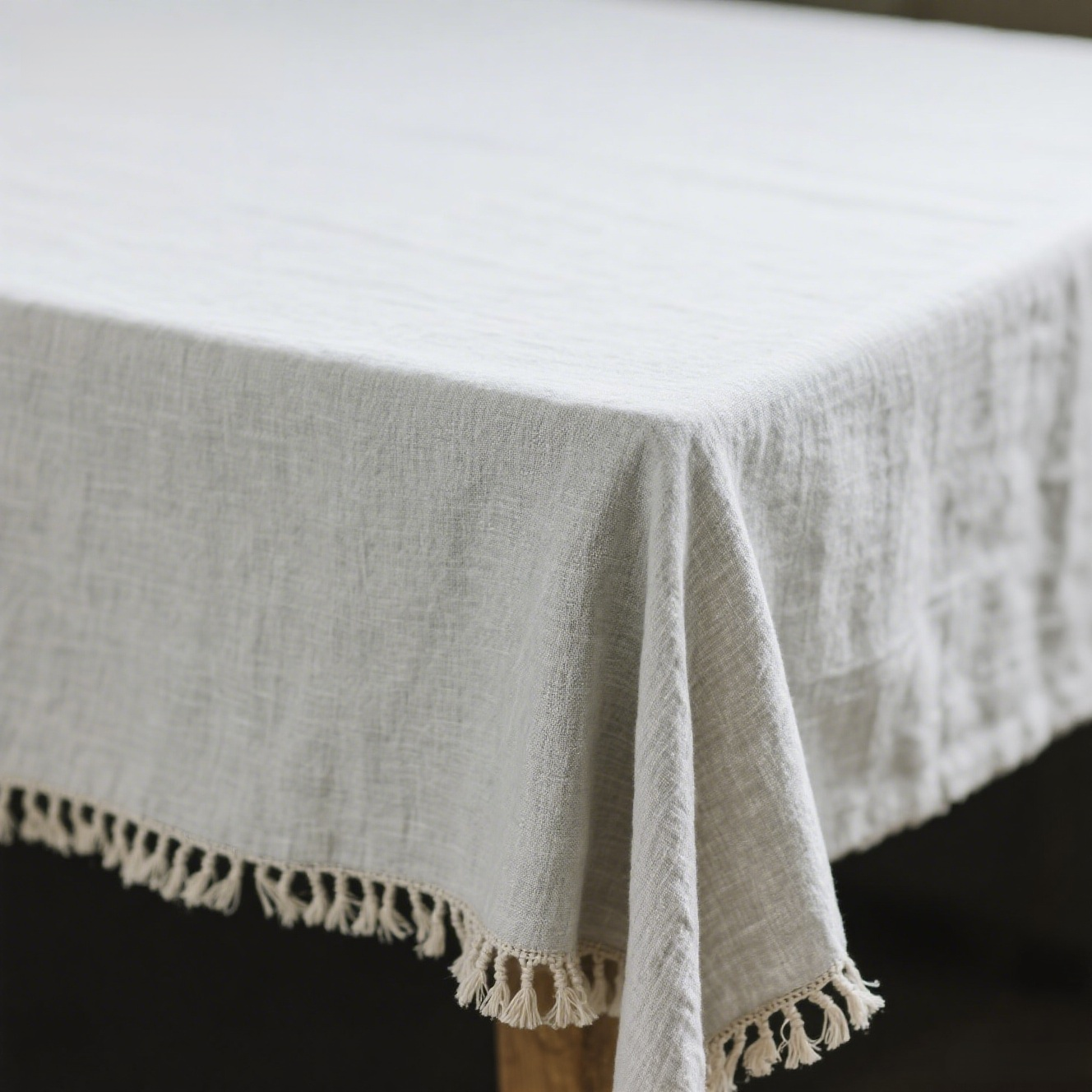 Solid color cotton and linen tablecloth