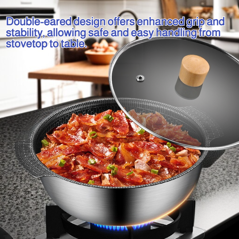 Honeycomb double-eared non-stick pan