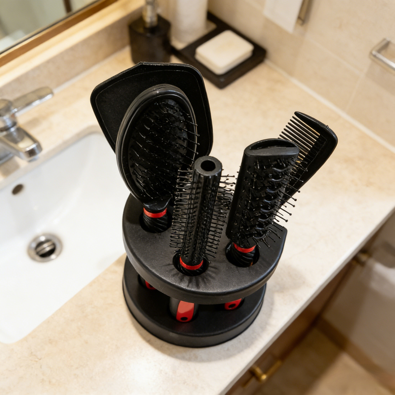 طقم فرشاة وسادة ومرآة متعدد الوظائف للرجال والنساء في المنزل، أدوات تصفيف الشعر مع قاعدة