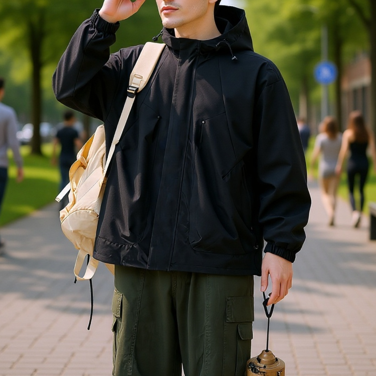 남성 아웃도어 등산 바람막이 루즈핏 트레이닝 아우터 후드 봄가을 카고 자켓