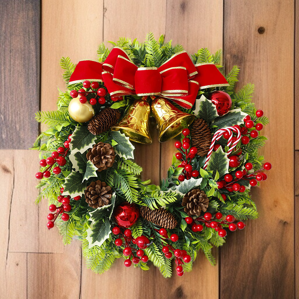 特大クリスマスリースリボン鈴飾り