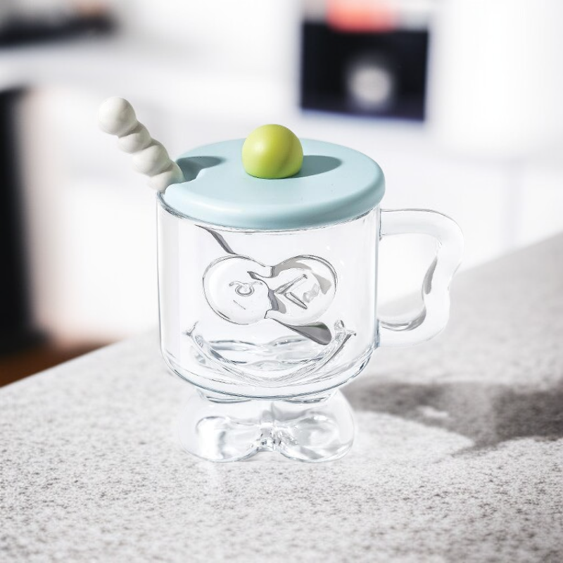 高質感玻璃飲品杯風帶蓋高腳甜品杯
