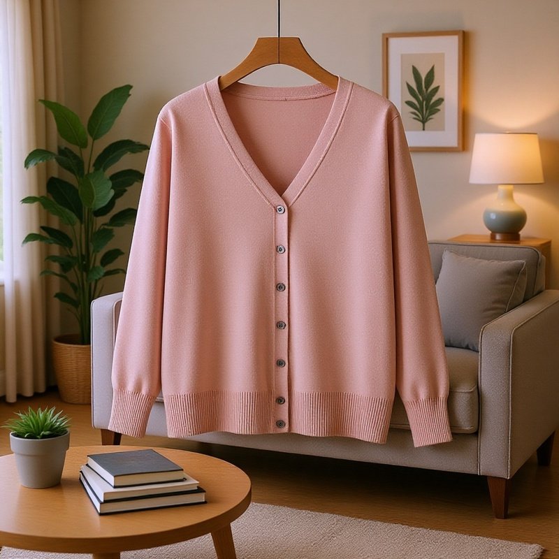 長袖ニットカーディガン、無地、シンプルでエレガント、レディースセーターの上に重ね着するのに最適です。