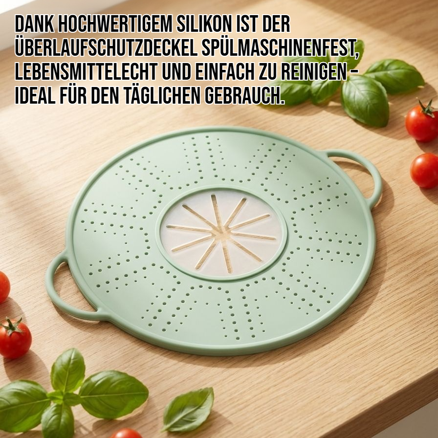 Silikon-Überlaufschutzdeckel auf einem Kochtopf