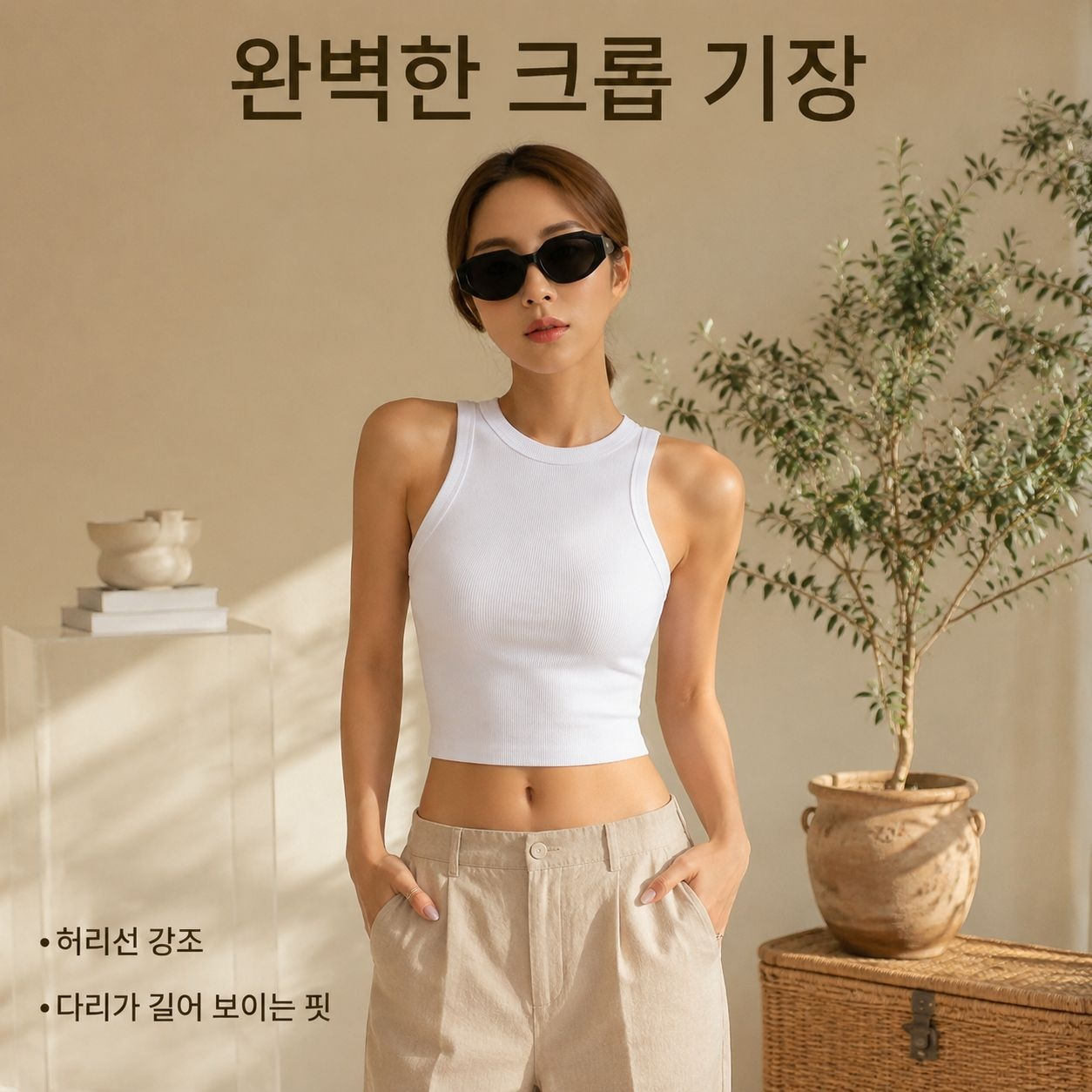 한국 스타일 민소매 상의